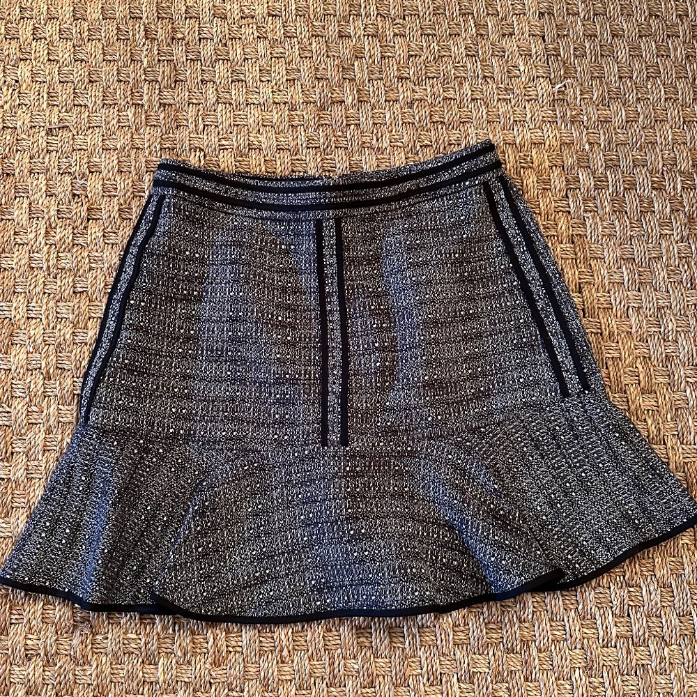 Madewell Black and White Mingled Twill Skirt